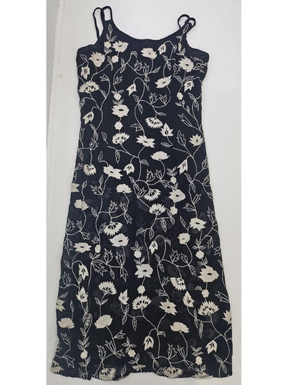 Black and White Floral Maxi Slip Dress